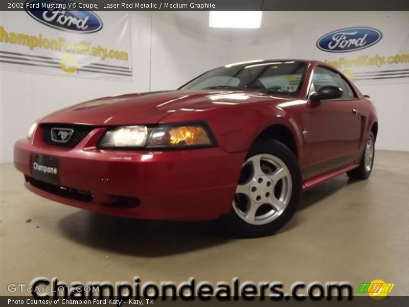 Laser Red Metallic / Medium Graphite 2002 Ford Mustang V6 Coupe