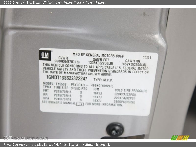 Light Pewter Metallic / Light Pewter 2002 Chevrolet TrailBlazer LT 4x4