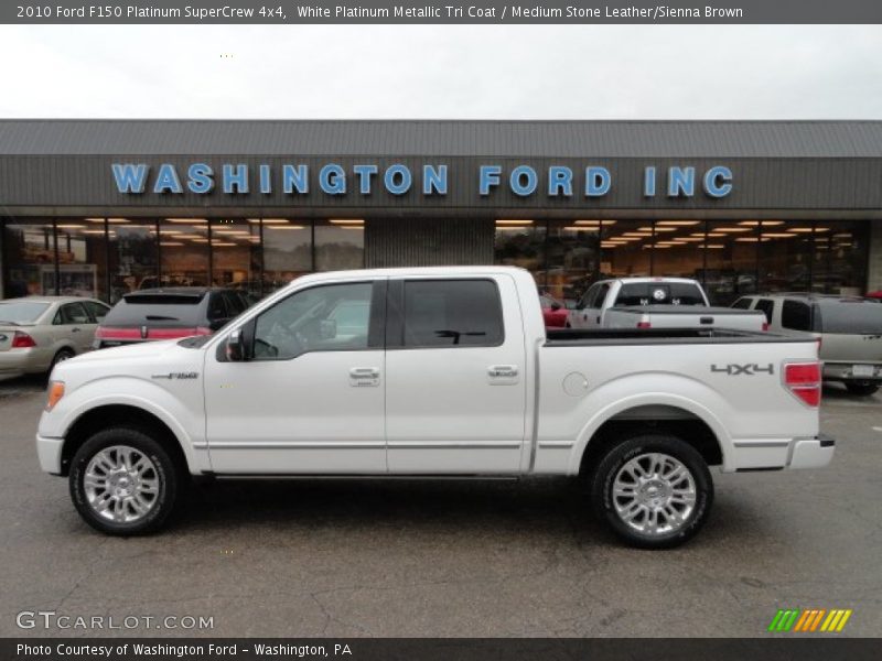 White Platinum Metallic Tri Coat / Medium Stone Leather/Sienna Brown 2010 Ford F150 Platinum SuperCrew 4x4