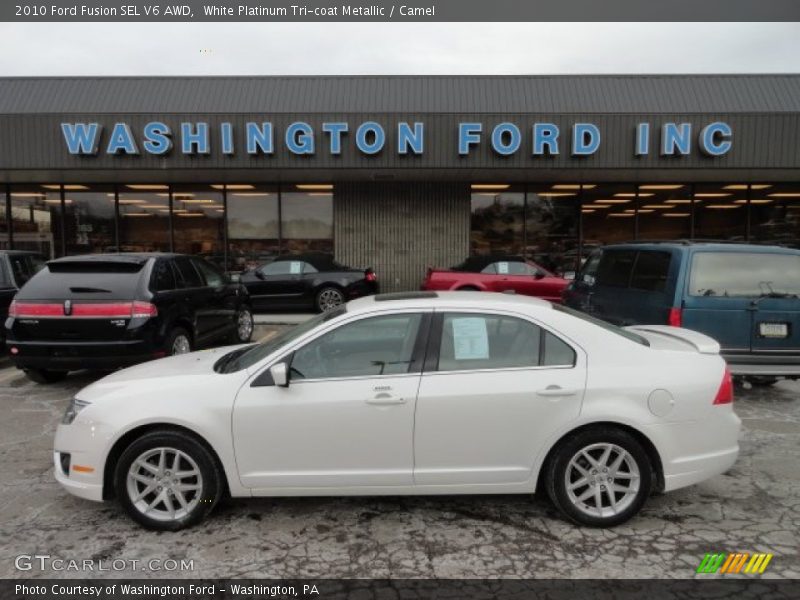 White Platinum Tri-coat Metallic / Camel 2010 Ford Fusion SEL V6 AWD