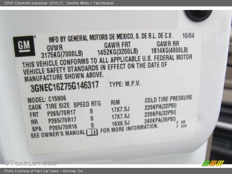 Summit White / Tan/Neutral 2005 Chevrolet Suburban 1500 LT