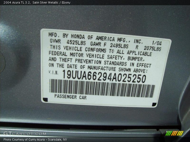 Satin Silver Metallic / Ebony 2004 Acura TL 3.2