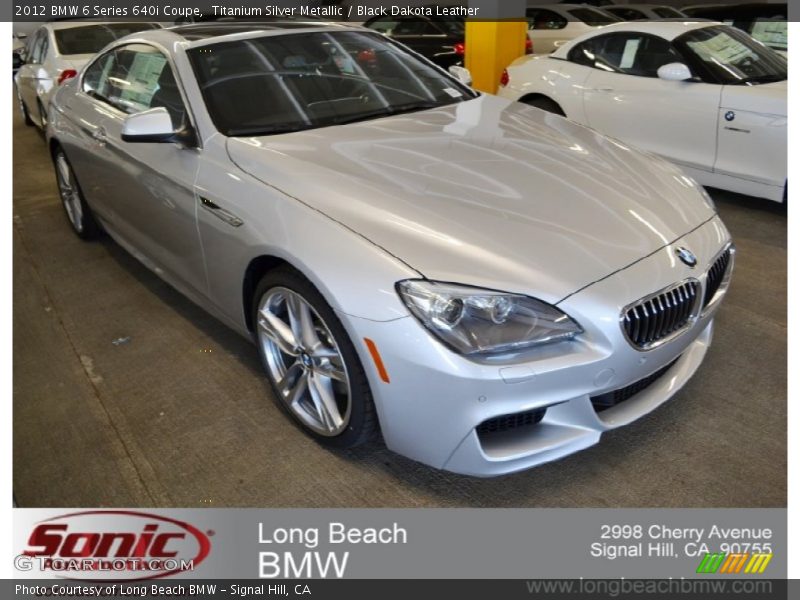 Titanium Silver Metallic / Black Dakota Leather 2012 BMW 6 Series 640i Coupe