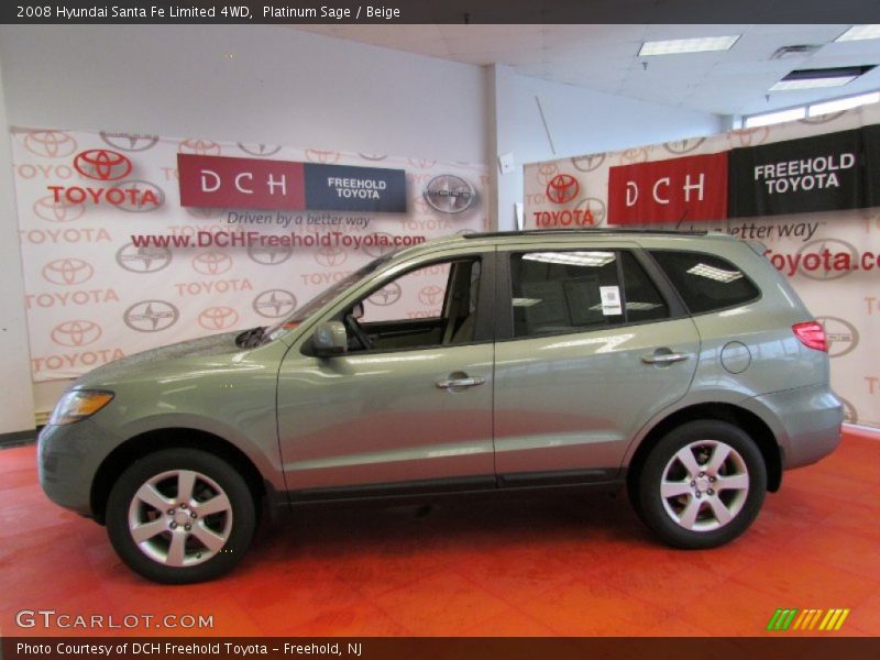 Platinum Sage / Beige 2008 Hyundai Santa Fe Limited 4WD