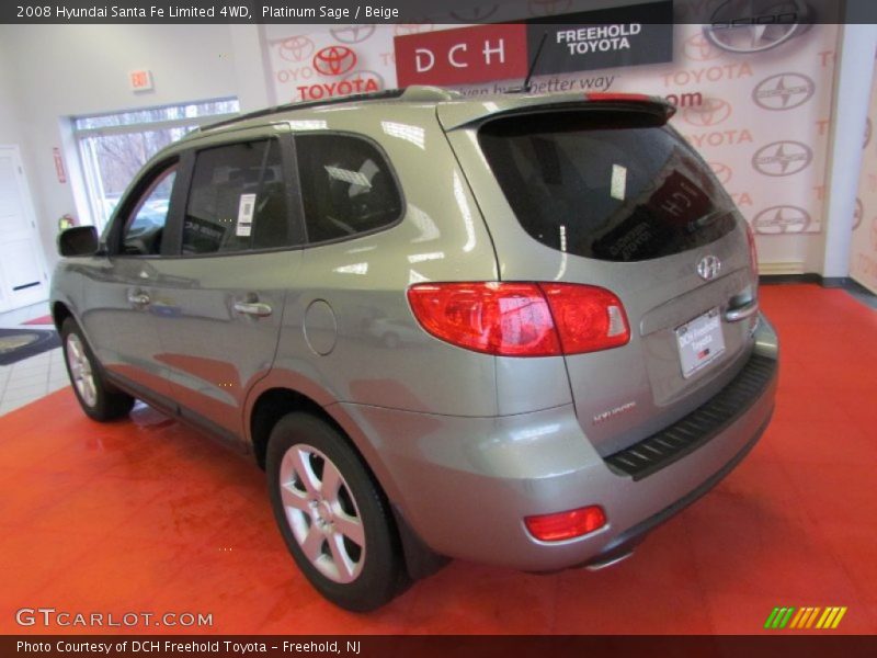 Platinum Sage / Beige 2008 Hyundai Santa Fe Limited 4WD