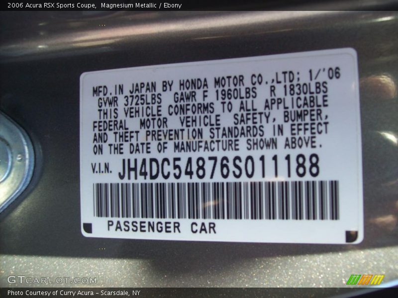 Magnesium Metallic / Ebony 2006 Acura RSX Sports Coupe