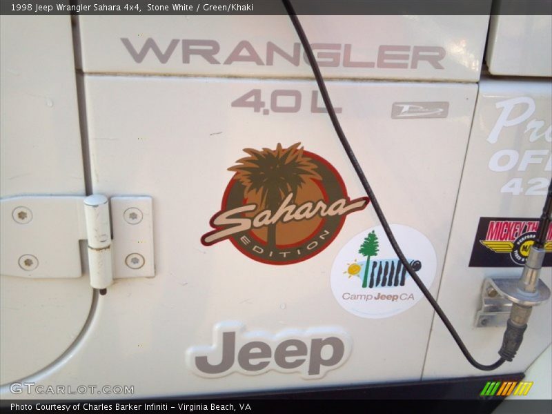 Stone White / Green/Khaki 1998 Jeep Wrangler Sahara 4x4
