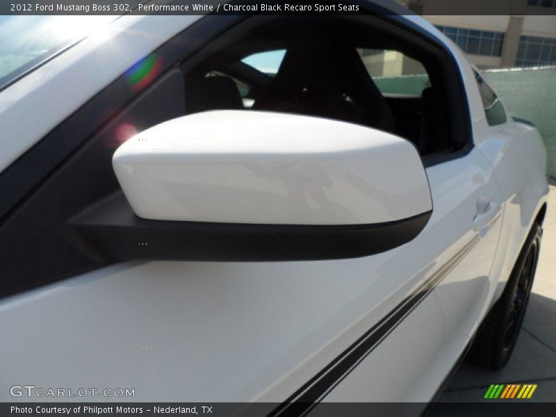 Performance White / Charcoal Black Recaro Sport Seats 2012 Ford Mustang Boss 302