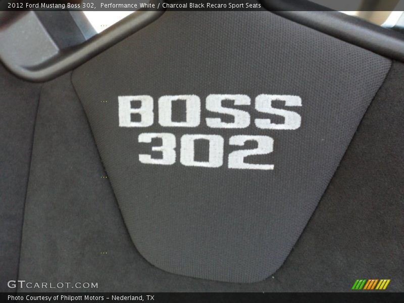 Embroidered Boss 302 in sport seat - 2012 Ford Mustang Boss 302