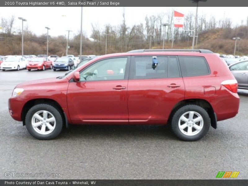 Salsa Red Pearl / Sand Beige 2010 Toyota Highlander V6 4WD