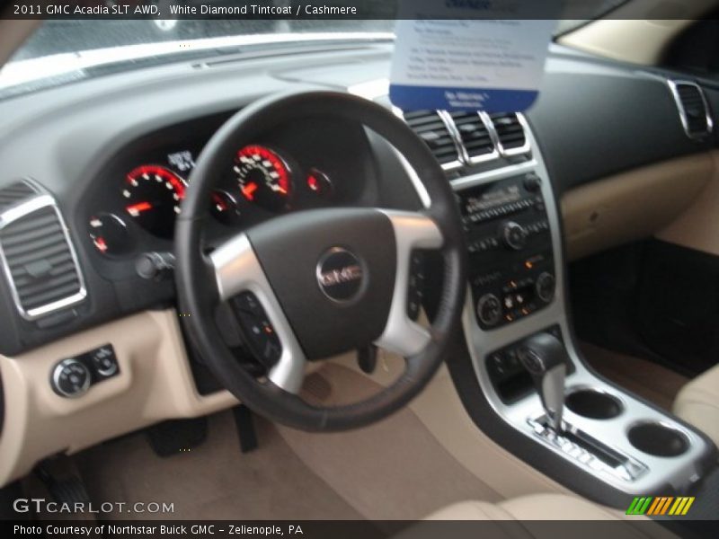 White Diamond Tintcoat / Cashmere 2011 GMC Acadia SLT AWD
