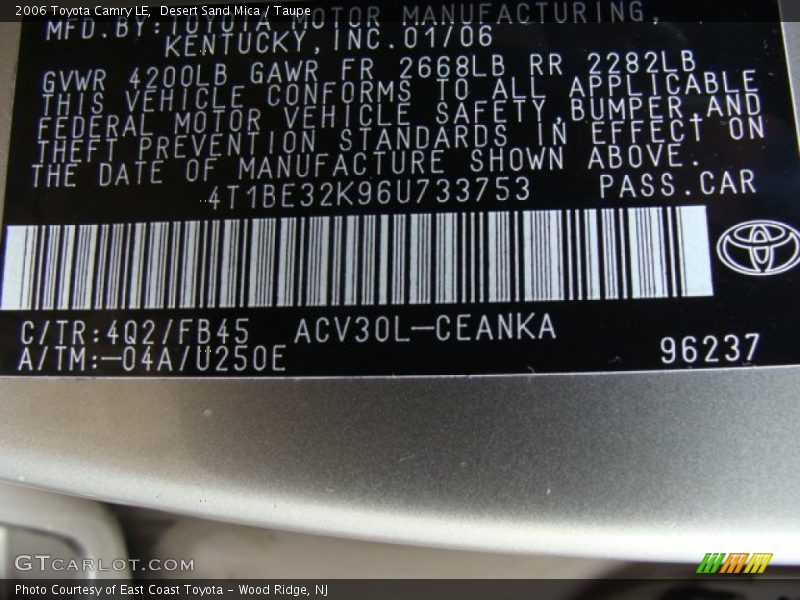 Desert Sand Mica / Taupe 2006 Toyota Camry LE