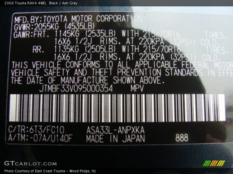 Black / Ash Gray 2009 Toyota RAV4 4WD