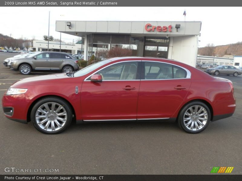 Sangria Red Metallic / Cashmere 2009 Lincoln MKS AWD Sedan