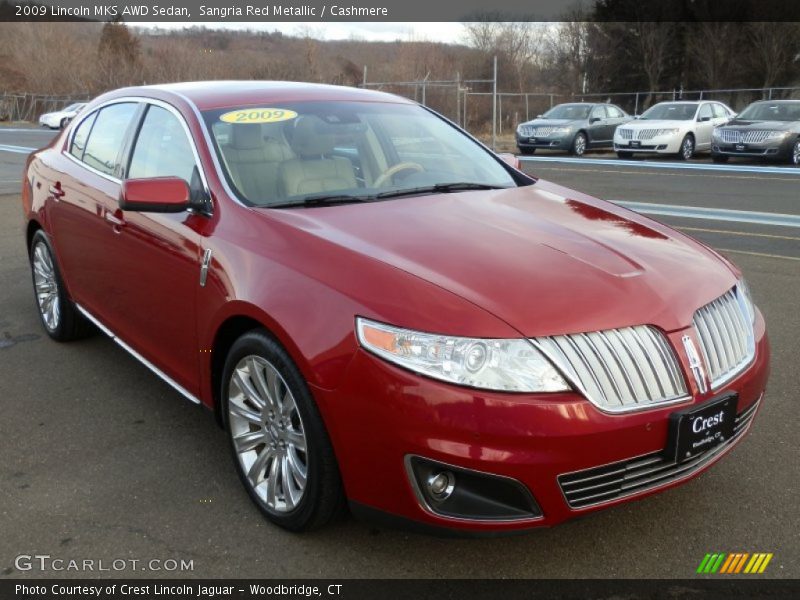 Sangria Red Metallic / Cashmere 2009 Lincoln MKS AWD Sedan