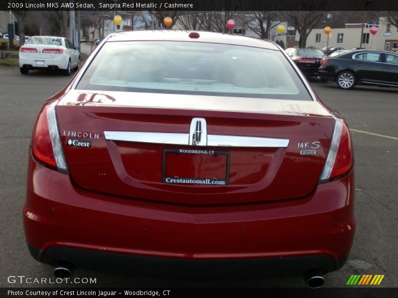 Sangria Red Metallic / Cashmere 2009 Lincoln MKS AWD Sedan