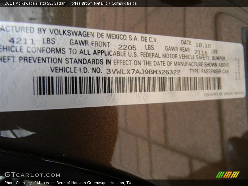 Toffee Brown Metallic / Cornsilk Beige 2011 Volkswagen Jetta SEL Sedan