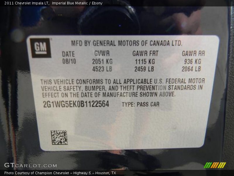 Imperial Blue Metallic / Ebony 2011 Chevrolet Impala LT