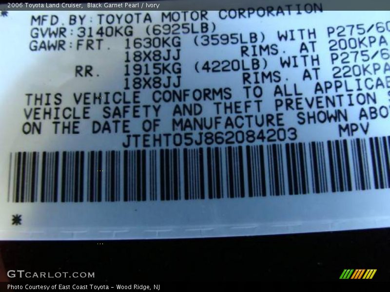 Black Garnet Pearl / Ivory 2006 Toyota Land Cruiser