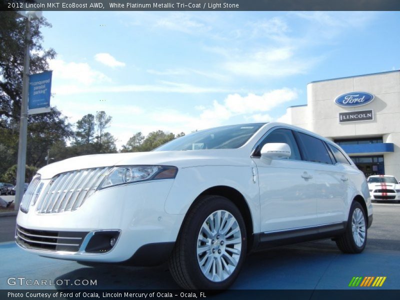 White Platinum Metallic Tri-Coat / Light Stone 2012 Lincoln MKT EcoBoost AWD