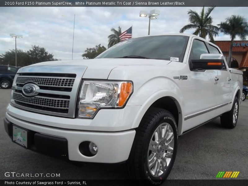 White Platinum Metallic Tri Coat / Sienna Brown Leather/Black 2010 Ford F150 Platinum SuperCrew