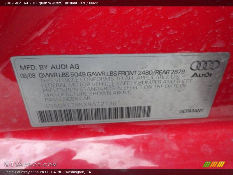 Brilliant Red / Black 2009 Audi A4 2.0T quattro Avant