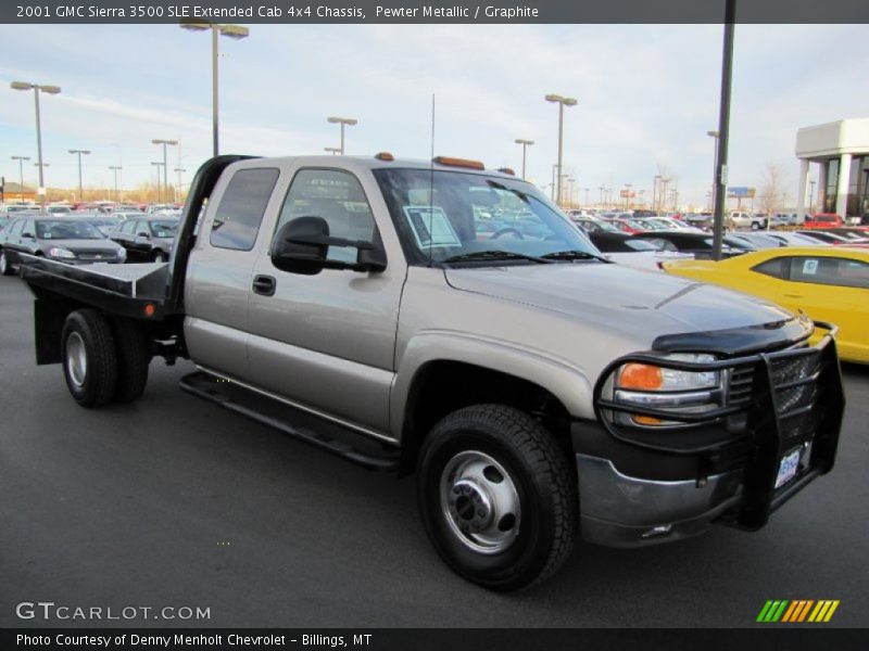 Pewter Metallic / Graphite 2001 GMC Sierra 3500 SLE Extended Cab 4x4 Chassis
