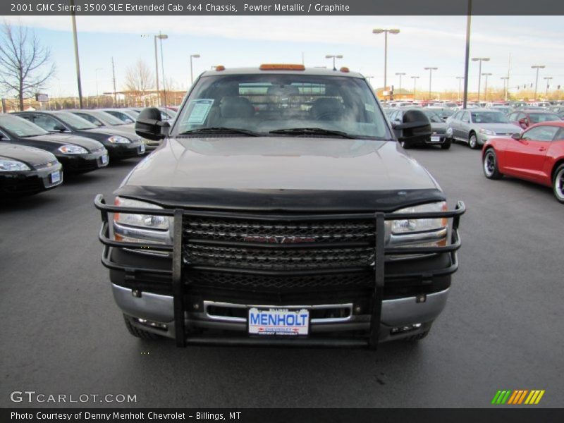 Pewter Metallic / Graphite 2001 GMC Sierra 3500 SLE Extended Cab 4x4 Chassis