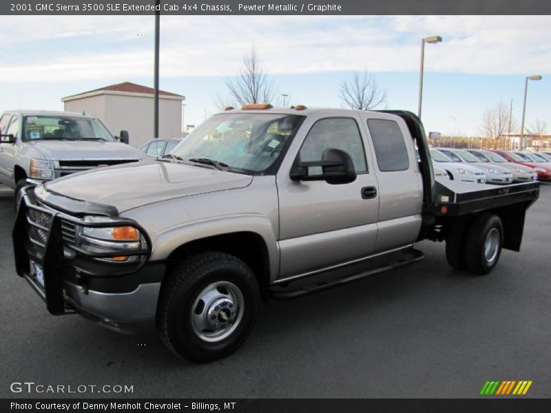 Pewter Metallic / Graphite 2001 GMC Sierra 3500 SLE Extended Cab 4x4 Chassis