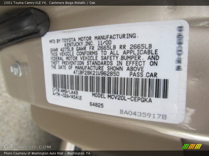 4M9 - 2001 Toyota Camry XLE V6