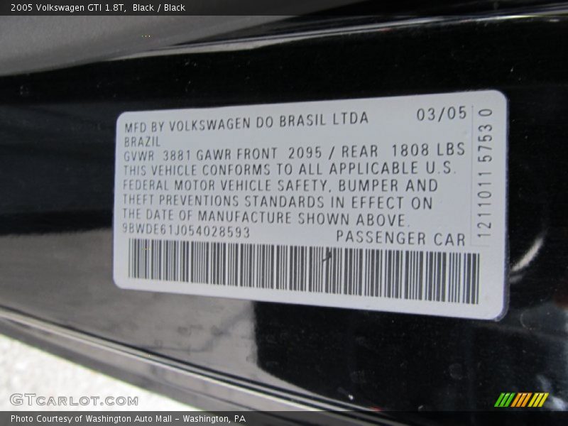 Black / Black 2005 Volkswagen GTI 1.8T