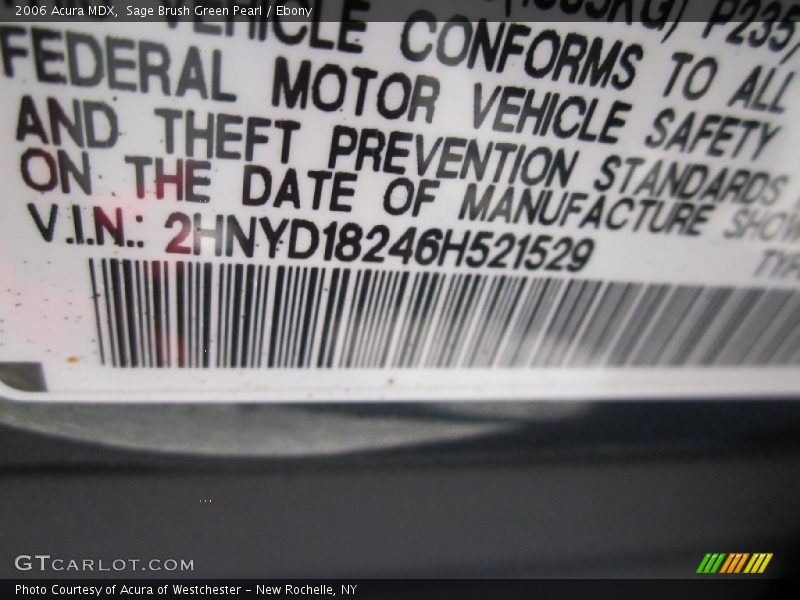 Sage Brush Green Pearl / Ebony 2006 Acura MDX