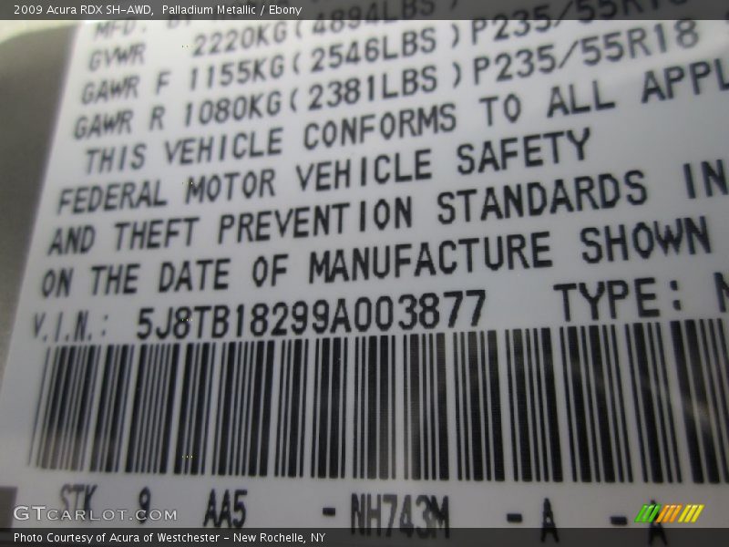 Palladium Metallic / Ebony 2009 Acura RDX SH-AWD