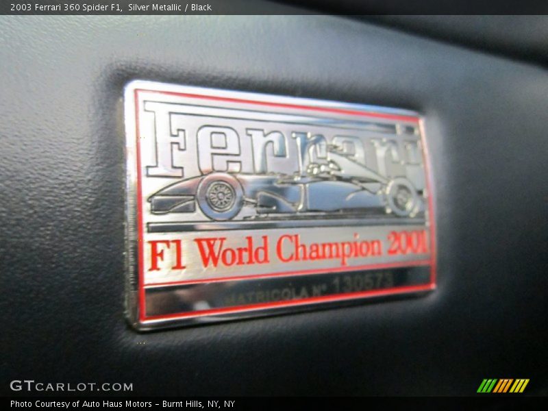 Silver Metallic / Black 2003 Ferrari 360 Spider F1