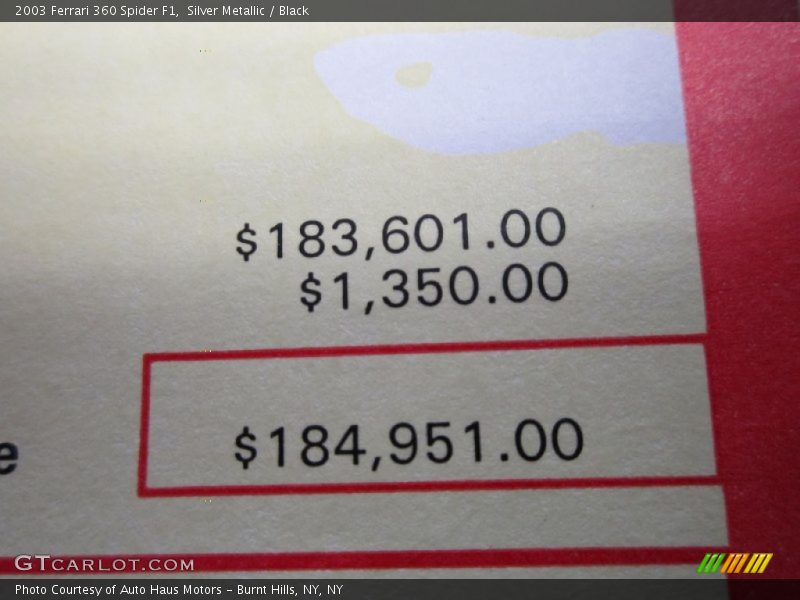 MSRP - 2003 Ferrari 360 Spider F1