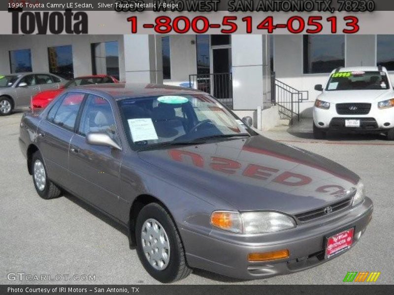 Silver Taupe Metallic / Beige 1996 Toyota Camry LE Sedan