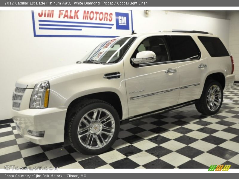 White Diamond Tricoat / Cocoa/Light Linen 2012 Cadillac Escalade Platinum AWD