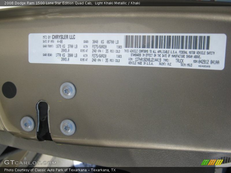 Light Khaki Metallic / Khaki 2008 Dodge Ram 1500 Lone Star Edition Quad Cab