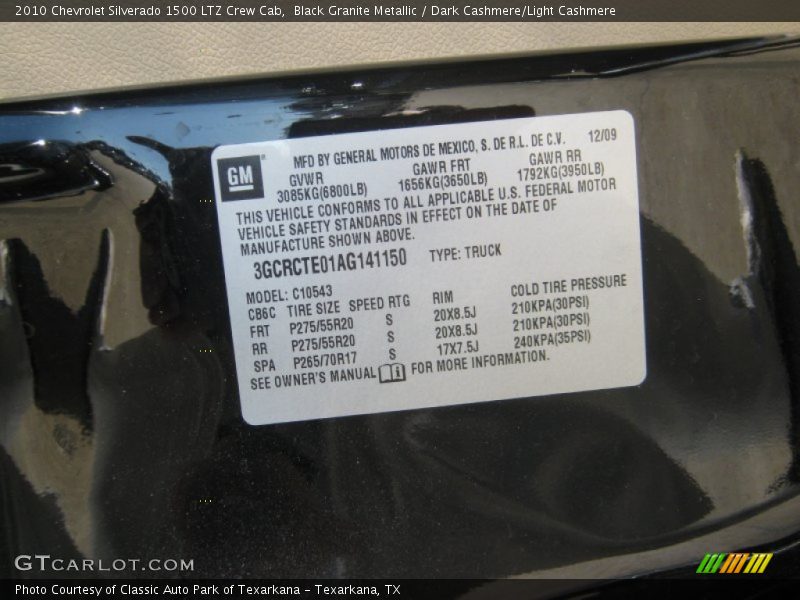 Black Granite Metallic / Dark Cashmere/Light Cashmere 2010 Chevrolet Silverado 1500 LTZ Crew Cab