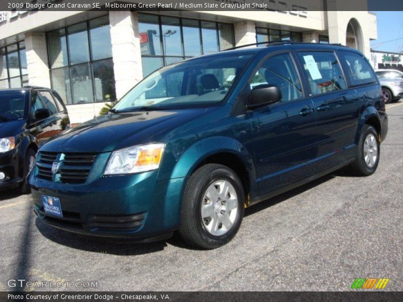 Melbourne Green Pearl / Medium Slate Gray/Light Shale 2009 Dodge Grand Caravan SE