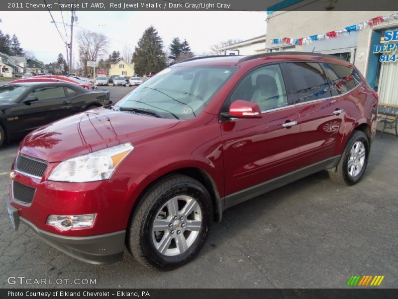 Red Jewel Metallic / Dark Gray/Light Gray 2011 Chevrolet Traverse LT AWD