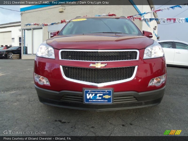 Red Jewel Metallic / Dark Gray/Light Gray 2011 Chevrolet Traverse LT AWD