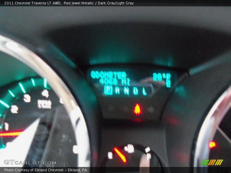 Red Jewel Metallic / Dark Gray/Light Gray 2011 Chevrolet Traverse LT AWD