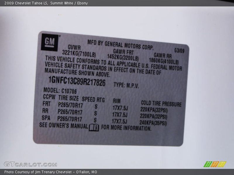 Summit White / Ebony 2009 Chevrolet Tahoe LS
