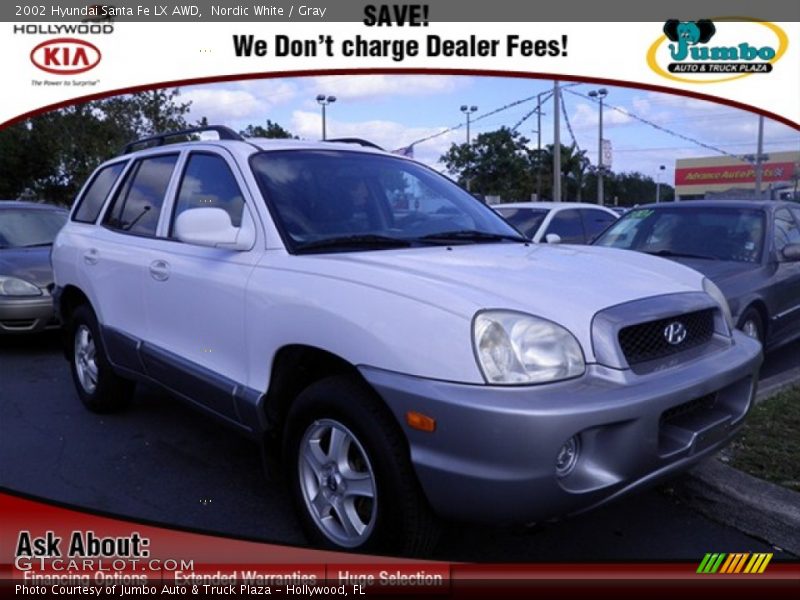 Nordic White / Gray 2002 Hyundai Santa Fe LX AWD