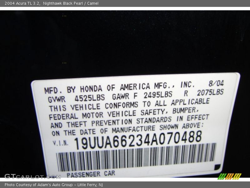 Nighthawk Black Pearl / Camel 2004 Acura TL 3.2