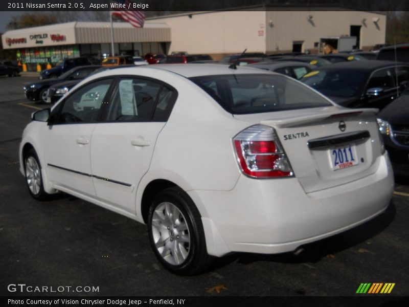 Aspen White / Beige 2011 Nissan Sentra 2.0 S