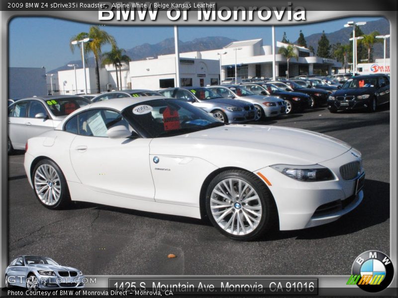 Alpine White / Beige Kansas Leather 2009 BMW Z4 sDrive35i Roadster