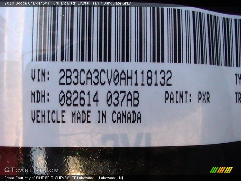 Brilliant Black Crystal Pearl / Dark Slate Gray 2010 Dodge Charger SXT