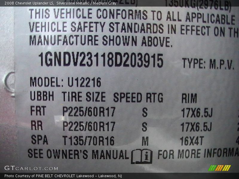 Silverstone Metallic / Medium Gray 2008 Chevrolet Uplander LS